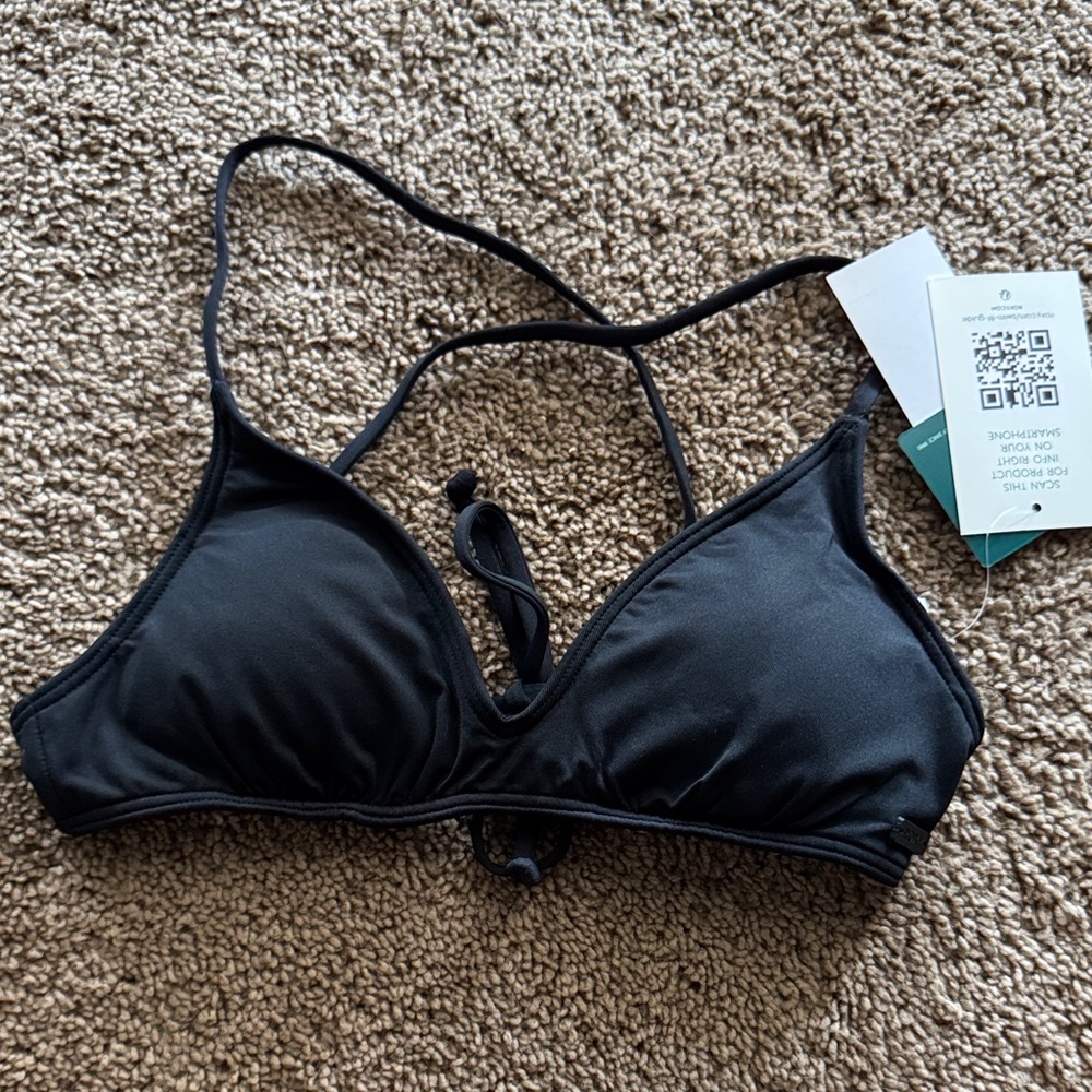 Black cross cross tie bikini top Roxy